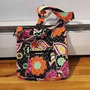 Vera Bradley Iconic Hipster Ziggy Zinnia Pink Orange Floral Crossbody Zip Bag